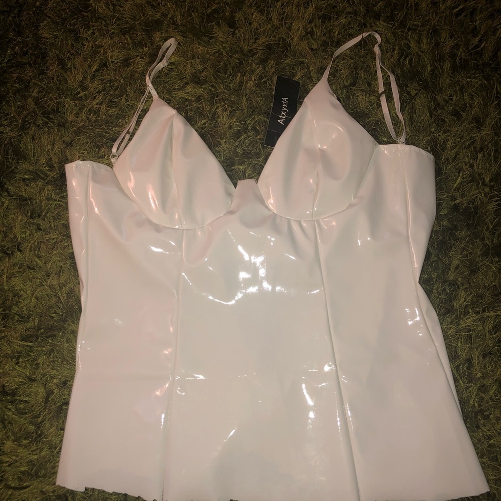 White latex crop top